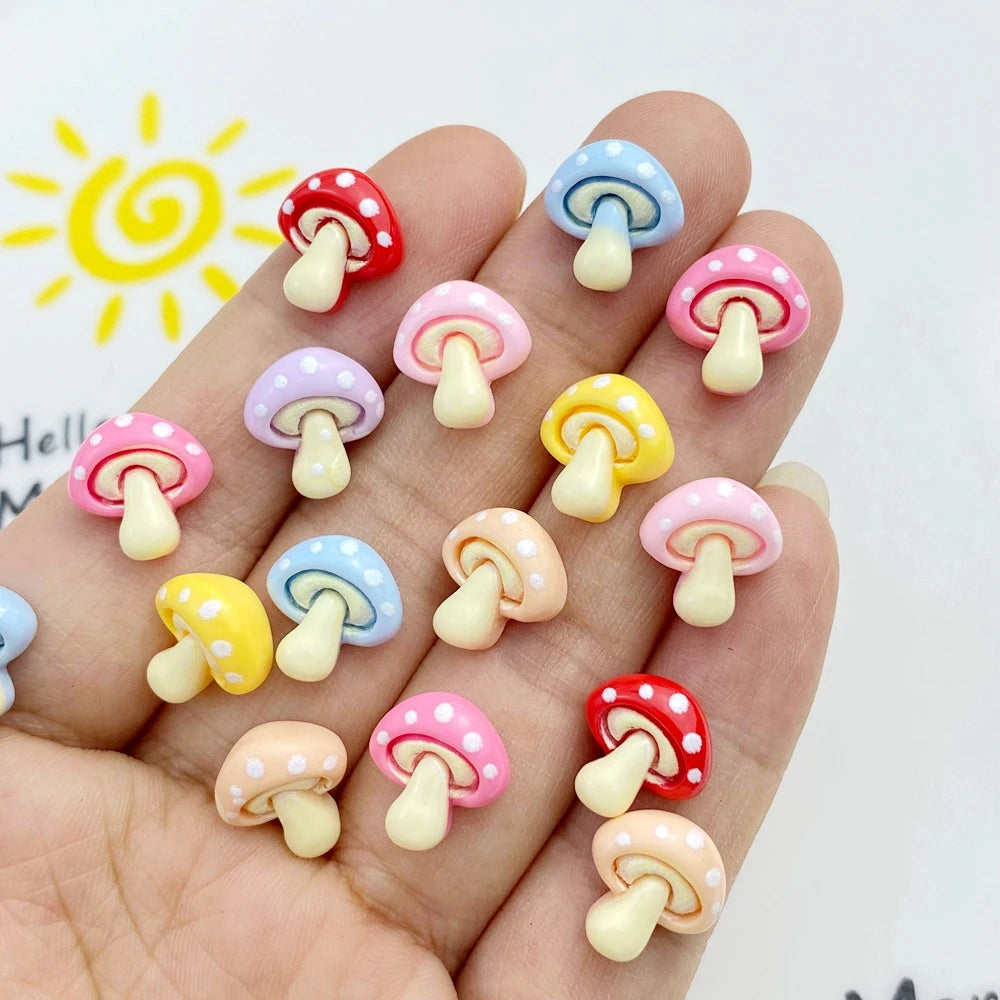 Cute Resin Mushroom Charms - 30PCS Flat Back DIY Jewelry, Nail Art & Hair Accessories