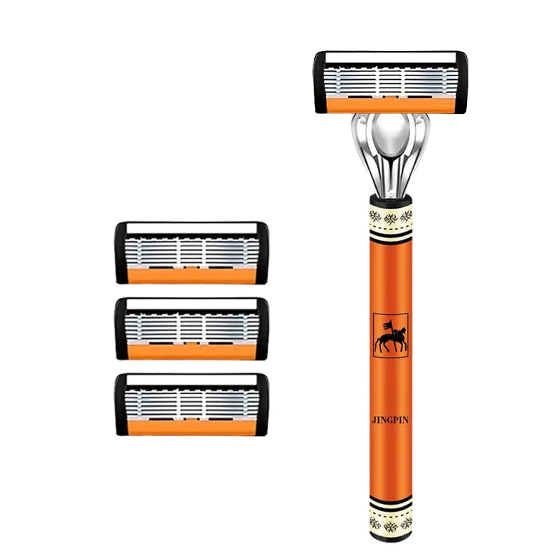 Men’s 6-Layer Safety Razor Set – High-Quality Sharp Stainless Steel Shaver with Replaceable Blades