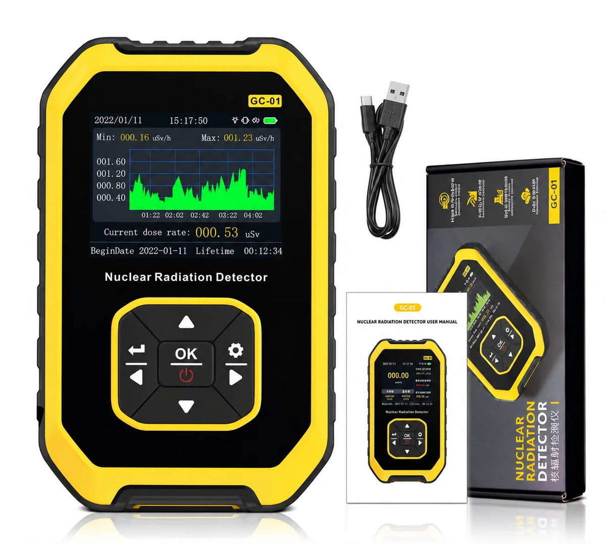 Geiger Counter Radiation Detector - Real-Time β, γ & X-Ray Radioactive Monitoring Meter