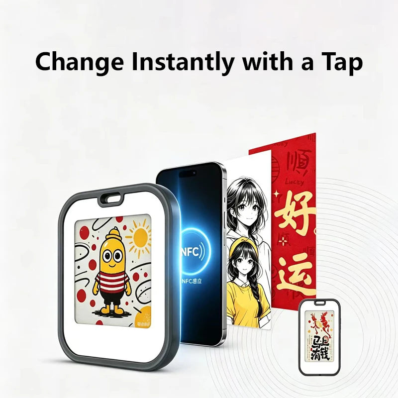 Lenovo Mini E-Ink Desktop Display - 1.54-Inch NFC Electronic Ornament and Bag Charm