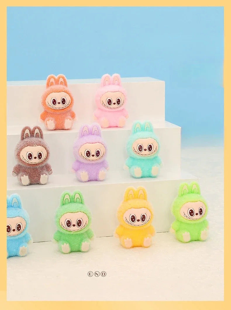 10pcs Lububu Anime DIY Flocked Action Figures — Kawaii Desktop & Car Pendant Dolls, Christmas Gift Toy