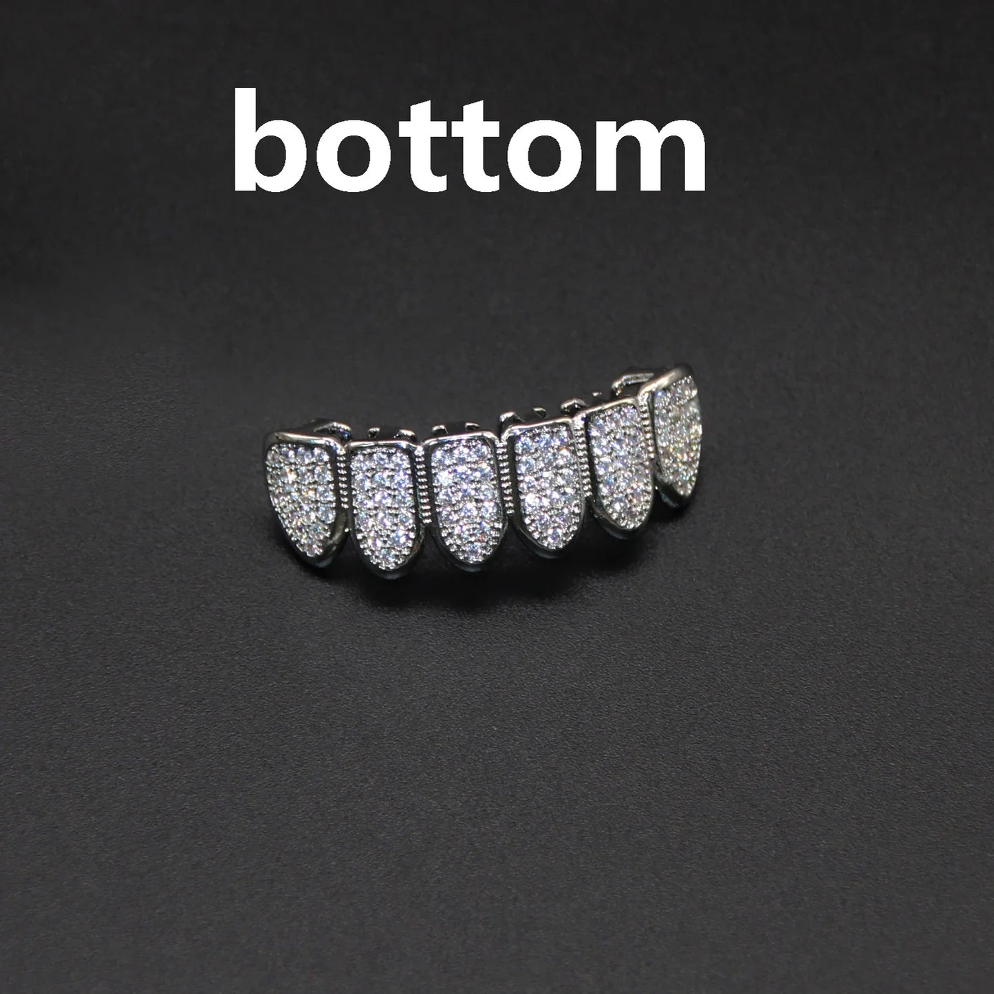 HipHop CZ Teeth Set – Unisex Gold & Silver Top/Bottom Mouth Caps, Removable Dental Fashion Jewelry