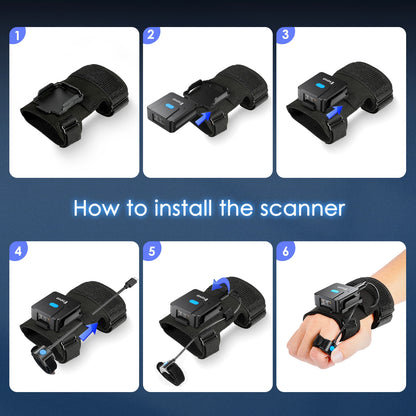 Eyoyo Wearable Barcode Scanner - 2D Bluetooth Wireless Finger Ring Scanner for 1D QR Code Reading