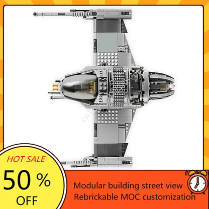 1487PCS B-Wing Starfighter MOC Space War Model – DIY Assembly Military Spaceship Toy Gift