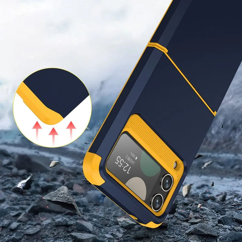PC TPU Z Flip 3/4/5 Case: Shockproof Armor Phone Cover for Samsung Galaxy - Protective Hinge Mobile Phone Protector, New and Durable