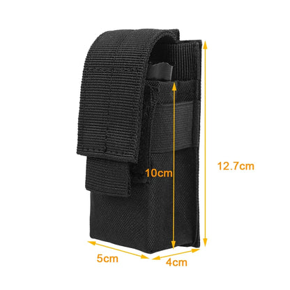 Tactical MOLLE Magazine Pouch - Single Mag Holder with Flashlight & Knife Storage