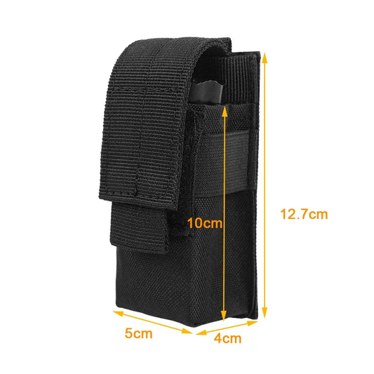 Tactical MOLLE Magazine Pouch - Single Mag Holder with Flashlight & Knife Storage