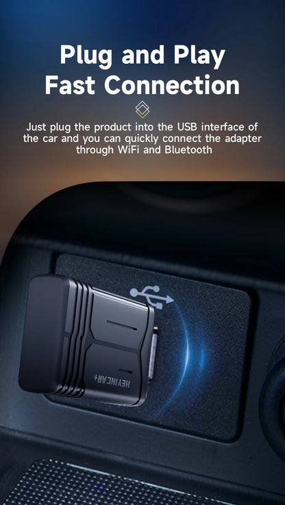 2025 HEYINCAR 2-in-1 Wireless Android Auto & CarPlay Adapter – Plug and Play for Kia, Volvo, Audi, MG, VW, Hyundai, Jeep