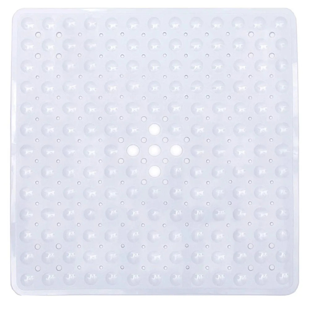 53×53cm Square PVC Shower Mat – Anti-Slip Bath Floor Pad with Suction Cups for Safety in Bathtub & Bathroom