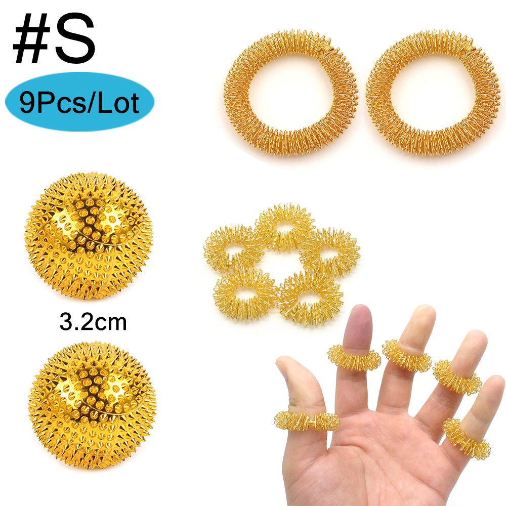 9pcs Hand & Foot Magnetic Therapy Spiky Massage Balls – Acupressure Trigger Point Pain Relief Pocket Massager