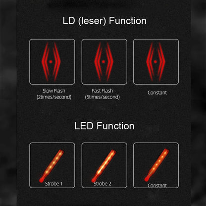 Folding Laser Bike Light - Front & Rear Safety Warning, USB Rechargeable, Waterproof Cycling Lamp