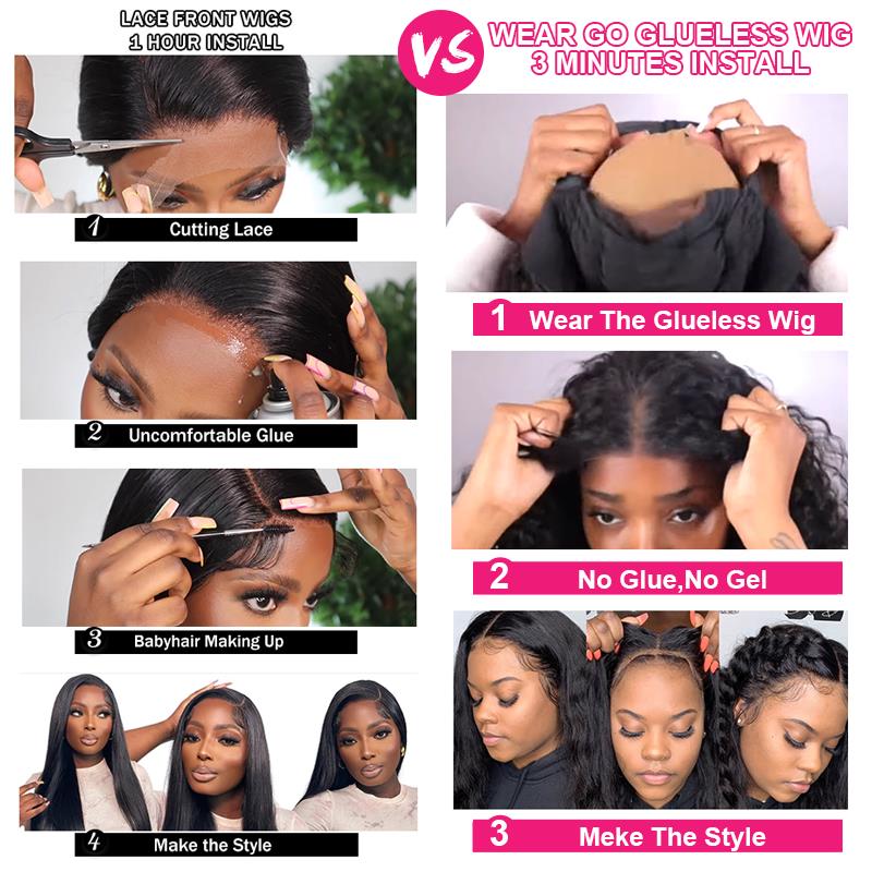 Wear and Go Water Wave Bob Lace Wig – Curly 6x4 Glueless Human Hair, 4x4 Ready-to-Go Pre-Cut Lace Wig for Women