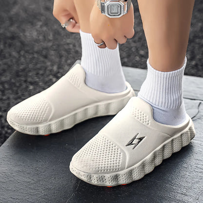 2026 Oversized Closed-Toe Slides - Thick Platform Sole Comfort Walking Slippers with Shock Absorption & Strong Grip