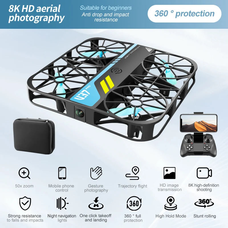 4DRC V37 Mini 8K Drone – Portable 4K HD WiFi FPV Quadcopter with Camera, RC Helicopter Toy & Family Gift