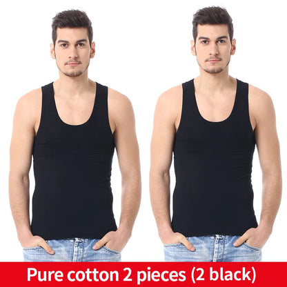 Men's Thin Cotton Vest – Solid Color, Slim Fit Sleeveless Shirt for Casual Wear, Fitness & All-Season Comfort