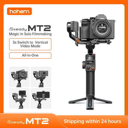 Hohem MT2 Kit 3-Axis Gimbal Stabilizer – Mirrorless Camera Gimbal for Sony/Canon/Nikon/Fujifilm/Panasonic with AI Tracker