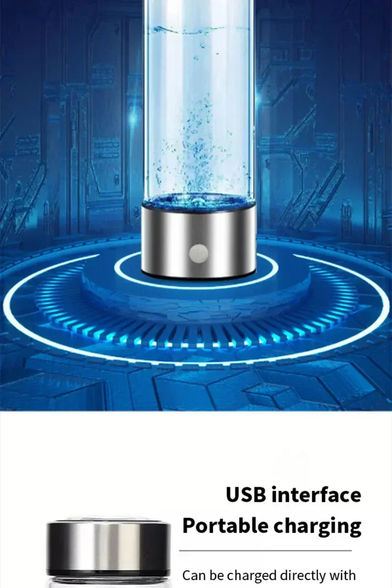 Hydrogen Oxygen Water Cup - H2 Inhalation Device with SPE PEM Dual Chamber Ionizer for Healthcare
