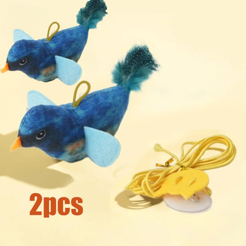 Interactive Bird Cat Toy - Sounding Catnip Teaser Toy for Indoor Cats, Wall Hanging Chasing & Play Activity