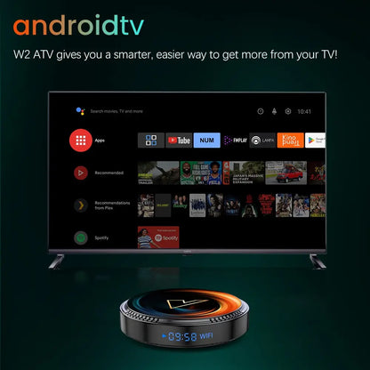 W2 ATV TV Box Android 11 – Amlogic S905W2, 4K AV1 Support, 2.4&5G Wifi, BT, Google Voice Remote, 2GB/16GB, 4GB/32GB, 64GB Smart TV Box