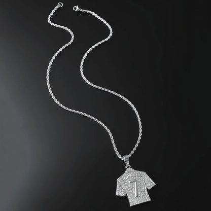 HNSP Cristiano Ronaldo CR7 Jersey Pendant Necklace – Full Zircon Chain for Men & Soccer Fans