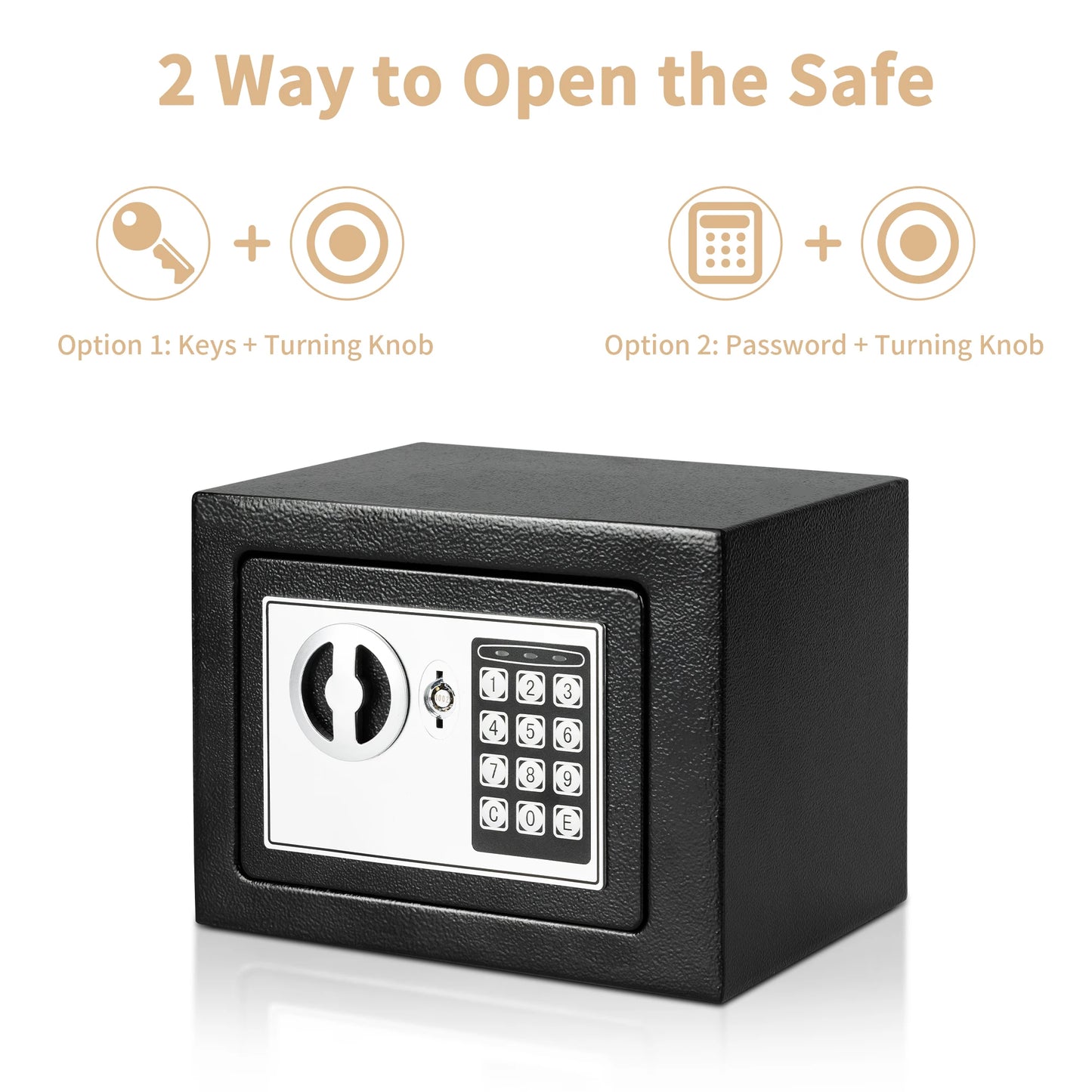 Deli 0.2 Cubic Feet Electronic Digital Safe — Steel Money Box with Fireproof Bag for Home Cash and Valuables