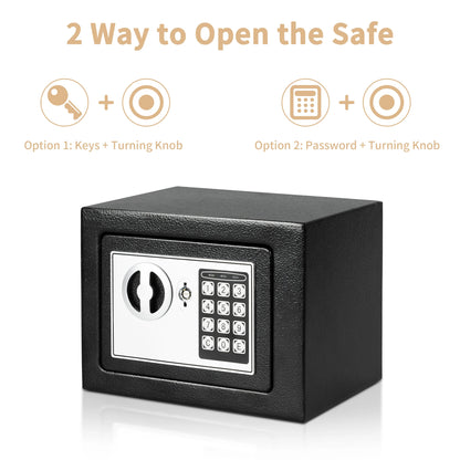 Deli 0.2 Cubic Feet Electronic Digital Safe — Steel Money Box with Fireproof Bag for Home Cash and Valuables