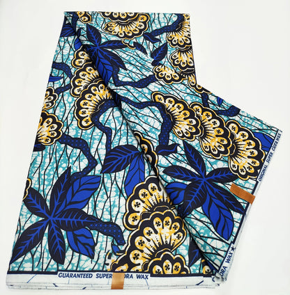 African Real Wax Print Fabric - 100% Cotton Nigerian Ankara Sewing Material for Party Dresses