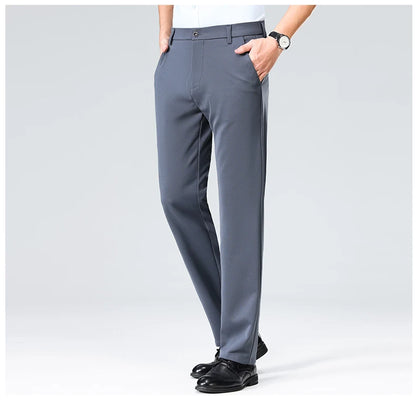 Plus Size Men's Business Suit Pants – Stretch Formal Dress Trousers | Classic Black for Big Men