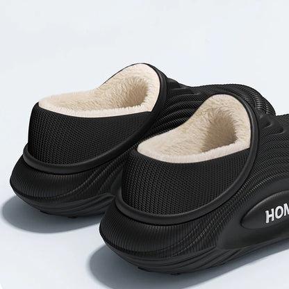 Warm Plush EVA Slippers for Men & Women – Waterproof Non-Slip Winter Platform Indoor/Outdoor Furry Home Slippers Casual Comfort Shoes