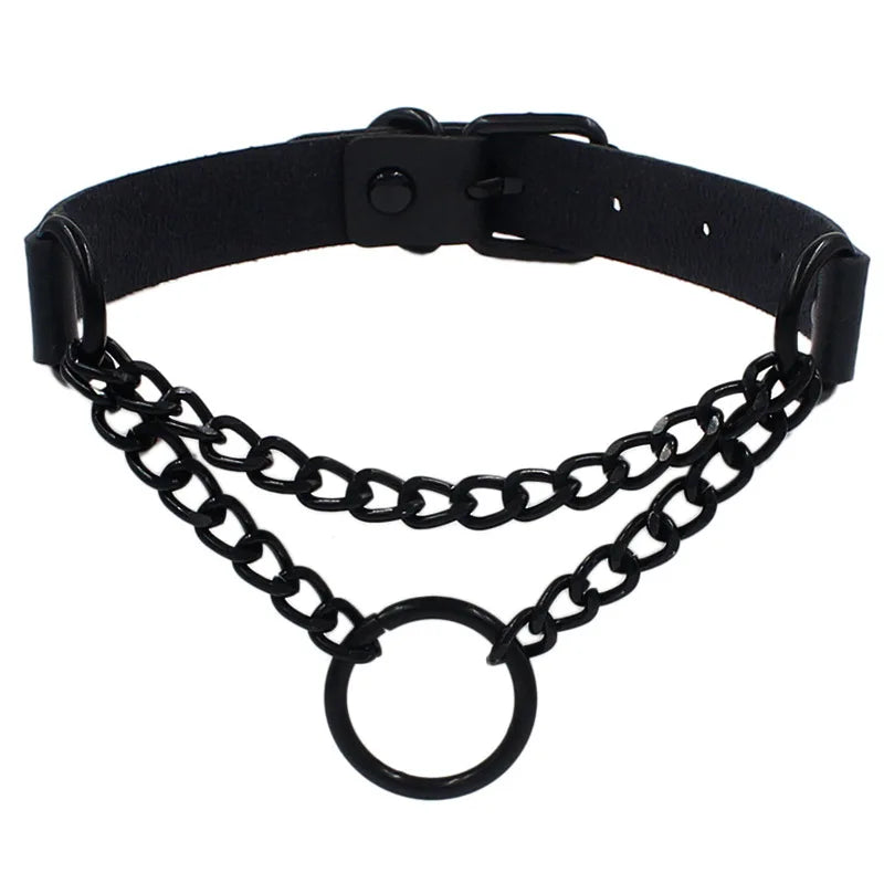 Harajuku Punk Rock Gothic Choker Necklace – PU Leather Heart Lock, Key, Spike Collar, Cosplay Accessories for Women
