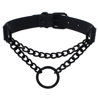 Harajuku Punk Rock Gothic Choker Necklace – PU Leather Heart Lock, Key, Spike Collar, Cosplay Accessories for Women