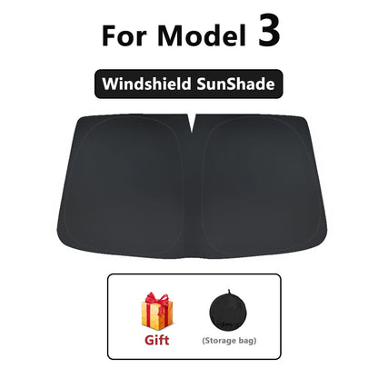 Split Sunshade for Tesla Model 3 (2017-2023) & Model Y – Front & Rear Sunroof Windshield Skylight Glass Roof Cooling Shade