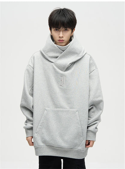 Autumn Ninja Streetwear Turtleneck Hoodie - Men's Embroidered Y2K Vintage Fleece Sweatshirt, Hip Hop Fashion