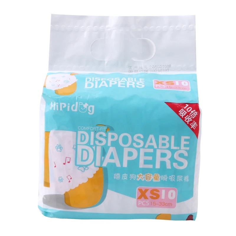 10/12PCS Super Absorbent Dog Diapers – Disposable Leak-Proof Puppy Nappies for Male & Female Dogs