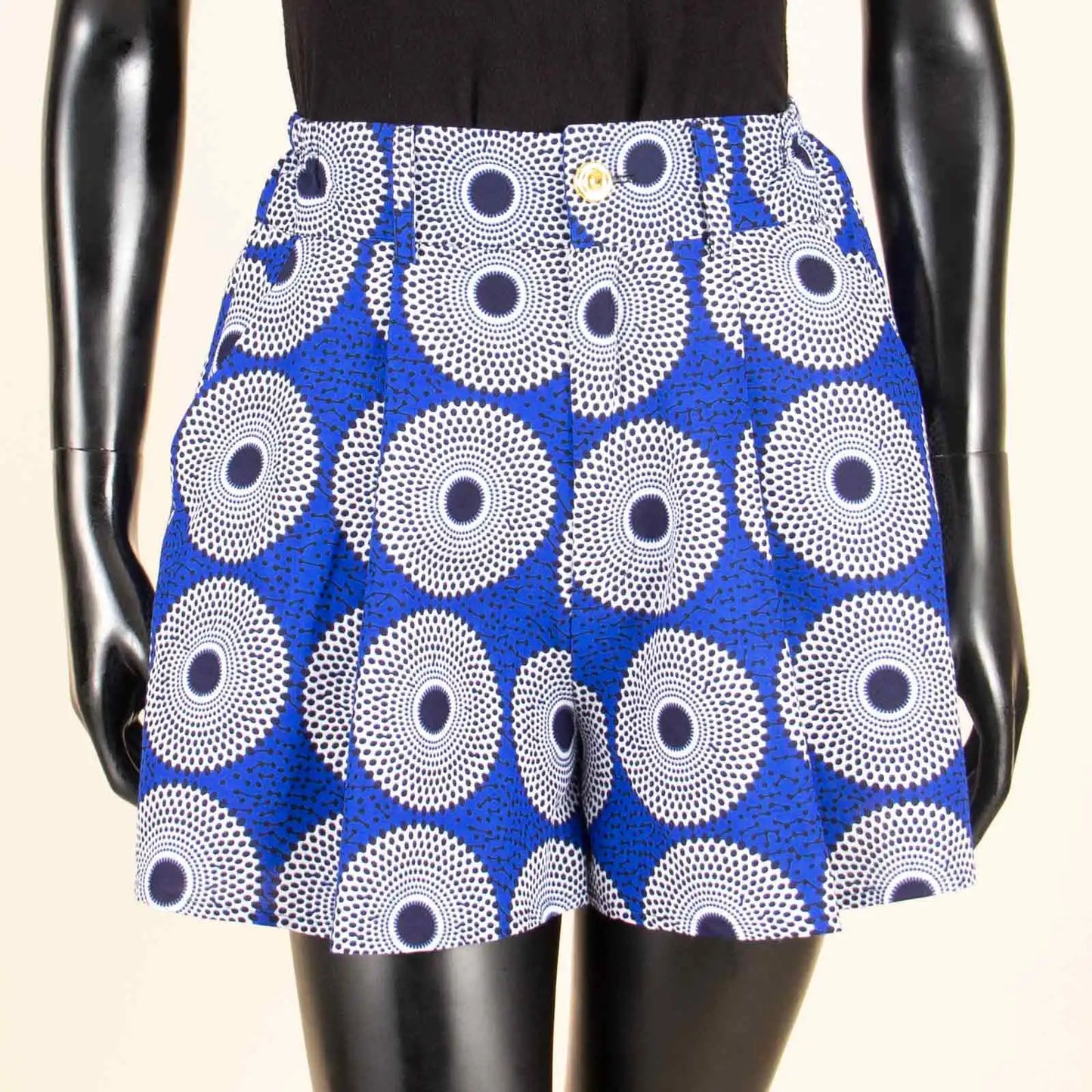Women's Running Shorts - High Waist Elastic Athletic Shorts with Pockets Ankara Print
