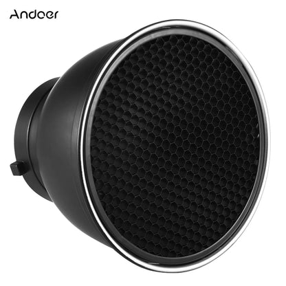 Andoer 7" Reflector Diffuser Lamp Shade – 60° Honeycomb Grid for Bowens Mount Studio Strobe Flash & Speedlite