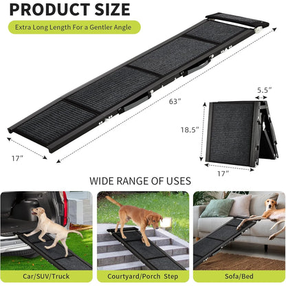 Upgraded Folding Dog Car Ramp - Portable Non-Slip Pet Ramp for Large Dogs Up to 250 lbs