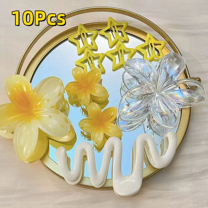 18Pcs Egg Flower Hair Clips | Gradient Candy Color Flowers, Shark Clips for Daily Ponytail Styling
