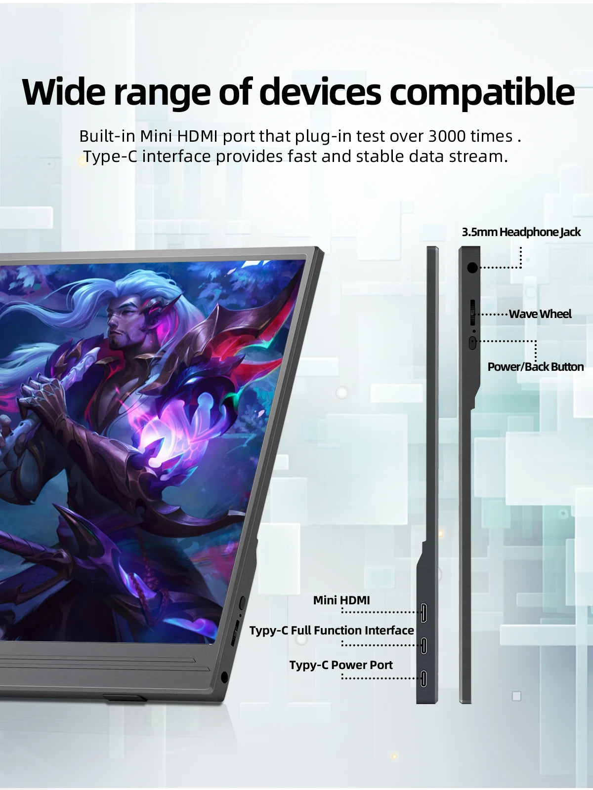 ZSUS 15.6-Inch Portable Monitor – 1080P HDR, 16:9, Low Blue Light for Xbox, PS4/PS5, Switch, Phone & Laptop Extension