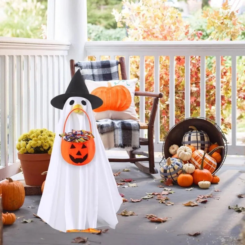 Halloween Goose Costume Set - Porch Goose Outfit with Hat, Ghost Costume & Pumpkin Basket Decoration