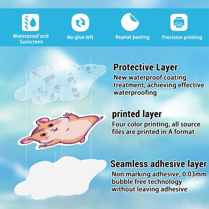 50-Piece Kawaii Animal Sticker Set - Glittery Cartoon, Rainbow, and Starry Sky Waterproof Vinyl Decals for Laptops and Water Bottles