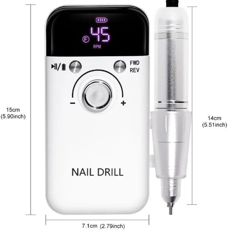 45000RPM Electric Nail Drill – Professional Rechargeable Nail File for Gel Nails, Portable Manicure Tool
