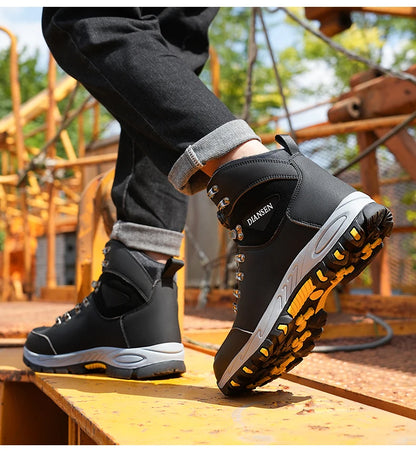 Rotating Button Safety Shoes for Men – Steel Toe, Indestructible, Puncture-Proof Work Sneakers & Protective Boots