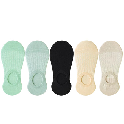 5 Pairs Women’s No-Show Socks – Summer Invisible Short Lace Boat Socks, Breathable Non-Slip Silicone Fashion Socks