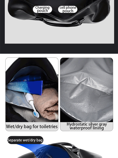 Retro Short Trip Bag – Large Capacity Sports, Motorcycle, and Training PU Waterproof Leisure Fitness Bag