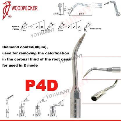 Woodpecker Dental Scaler Tips – Ultrasonic Tooth Cleaning, Endo & Perio Scaling Tips, Fit EMS UDS Scaler Handpiece