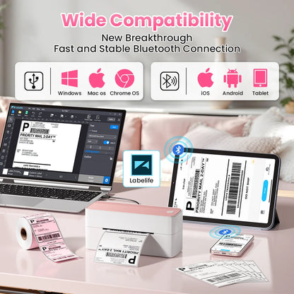Phomemo 241 Bluetooth Thermal Label Printer – Wireless 4x6 Shipping Label Printer Compatible with iPhone, Android, Mac & Windows
