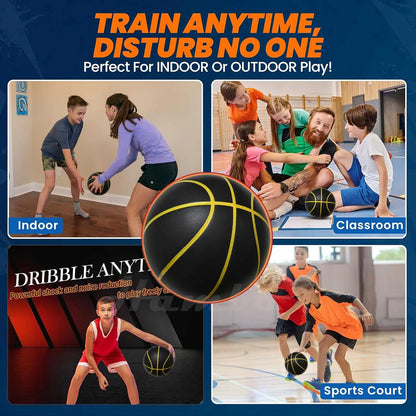580G Silent Indoor Basketball – Noiseless Size 7 PU Foam Airless Ball with Quiet Bounce, 90% Real Feel