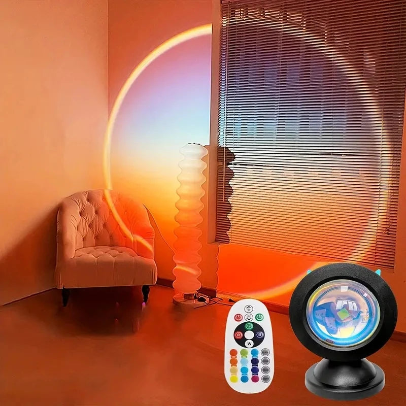 Vibrant Sunset Projection Light – 16-Color Spectrum, USB Remote Control, Dynamic LED Light for Warm Home Ambience