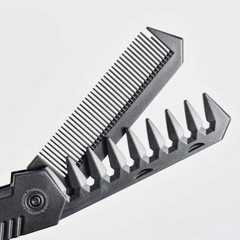 Multifunctional Folding Pocket Comb - Plastic Wide Tooth Beard & Hair Styling Comb for Barber, Salon & Grooming Use